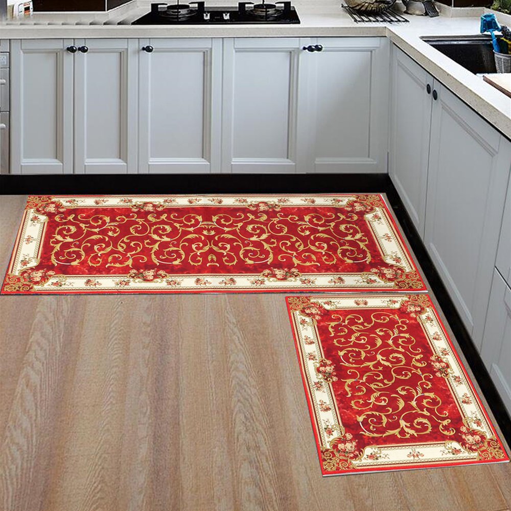 2 Pcs NonSlip Kitchen Floor Mat Floor Rugs Set Kitchen Floor Runner