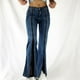 thumbnail image 2 of Moda mujer Sexy Color sólido Denim Pokets Thin Casual Boot Cuts Slit Wide Legs Jeans Pantalones Fridja hfkajh103547, 2 of 6