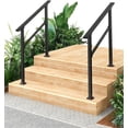thumbnail image 1 of YUSAZENS 2 Pack 3 Step Outdoor Step Railing, Aluminum Alloy Handrail with Iron Support Column, Glossy Black Finish, Full Installation Accessories, 1 of 5