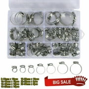 Onemayship 60 Pieces Adjustable Hose Clamps Worm Gear Stainless Steel Clamp Assortment