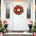 thumbnail image 2 of Trilenars 30 Inch Christmas Wreath with Lights,Lighted Large Outdoor Christmas Door,Wreath with 40 Battery Operated LED Lights Balls for Home Decor,Red Gold, 2 of 7