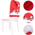 thumbnail image 2 of Funda para silla navideña con gorro de Papá Noel y muñeco de nieve, color rojo, para decoración del respaldo de la silla, decoración festiva para el hogar y la cena, 6 unidades, 2 of 4