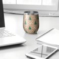thumbnail image 3 of 12oz Stemless Wine Tumblers Brown Christmas Tree Pattern Vacuum Insulated Stainless Steel Travel Tumbler Cups Mug with Lid and Straw for Champaign,Cocktail,Beer with Cleaning Brush, 3 of 5
