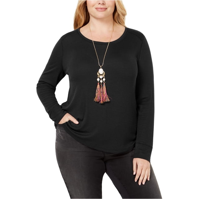 Camiseta básica acanalada INC para mujer negro 0X