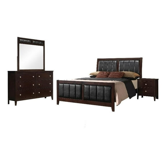 Pemberly Row 4-Piece Wood Queen Panel Bedroom Set in Cappuccino