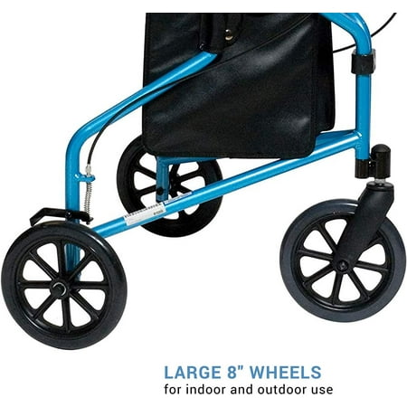 Lumex 3-Wheel Cruiser, Small & Lightweight Folding Walker for Seniors, Bondi Blue