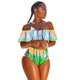 thumbnail image 1 of Trajes de baño de un hombro para mujer Bikini con volantes Trajes de baño sexy de dos piezas, 1 of 5