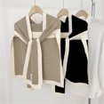 thumbnail image 3 of Autumn And Winter New Knitted Small Shawl Versatile Splicing Color Contrasting Warm Outer Small Shoulder Knotting Scarf Oversized Mens Scarf Female Winter Scarf Animal Print Scarf Wide Head Wraps for, 3 of 5