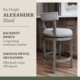 thumbnail image 3 of Maven Lane Alexander Bar Stool, Reclaimed Oak Finish & Ash Grey Fabric, Set of 4, 3 of 6