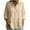 Beige, variant on Women's Tops 3/4 Length Sleeve Half Button Peplum Ruffle Hem Cotton Linen Tee Shirts Dressy Casual Tunic Blouses