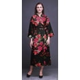 thumbnail image 4 of Bimba Black Flower Leaves & Poppy Womens Robe Dressing Gown Long Bride Getting Ready Shirt Printed Bath Robe Girls S, 4 of 5