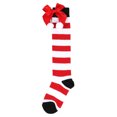 thumbnail image 4 of Girl Christmas Thigh High Socks Striped Teen Girls Over the Knee Long Socks with Bowknot Holiday Knit Stockings Gift, 4 of 5
