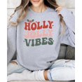 thumbnail image 4 of Retro Holly Jolly Vibes Sweatshirt for Women Teens and Girls Distressed Christmas Pullover Gray Sweatshirt Adult Large, 4 of 4