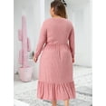 thumbnail image 4 of DARING DIVA Plus Size Casual V Neck T Shirts Flowy A-Line Dress 1X Pink, 4 of 6