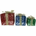 thumbnail image 3 of Northlight Lighted Red Blue and Green Gift Boxes Christmas Outdoor Decorations - Set of 3, 3 of 5