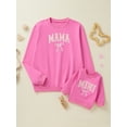 thumbnail image 4 of Mommy and Me Matching Outfits Letter Print Long Sleeve Crewneck Sweatshirt Pullover Tops, 4 of 10