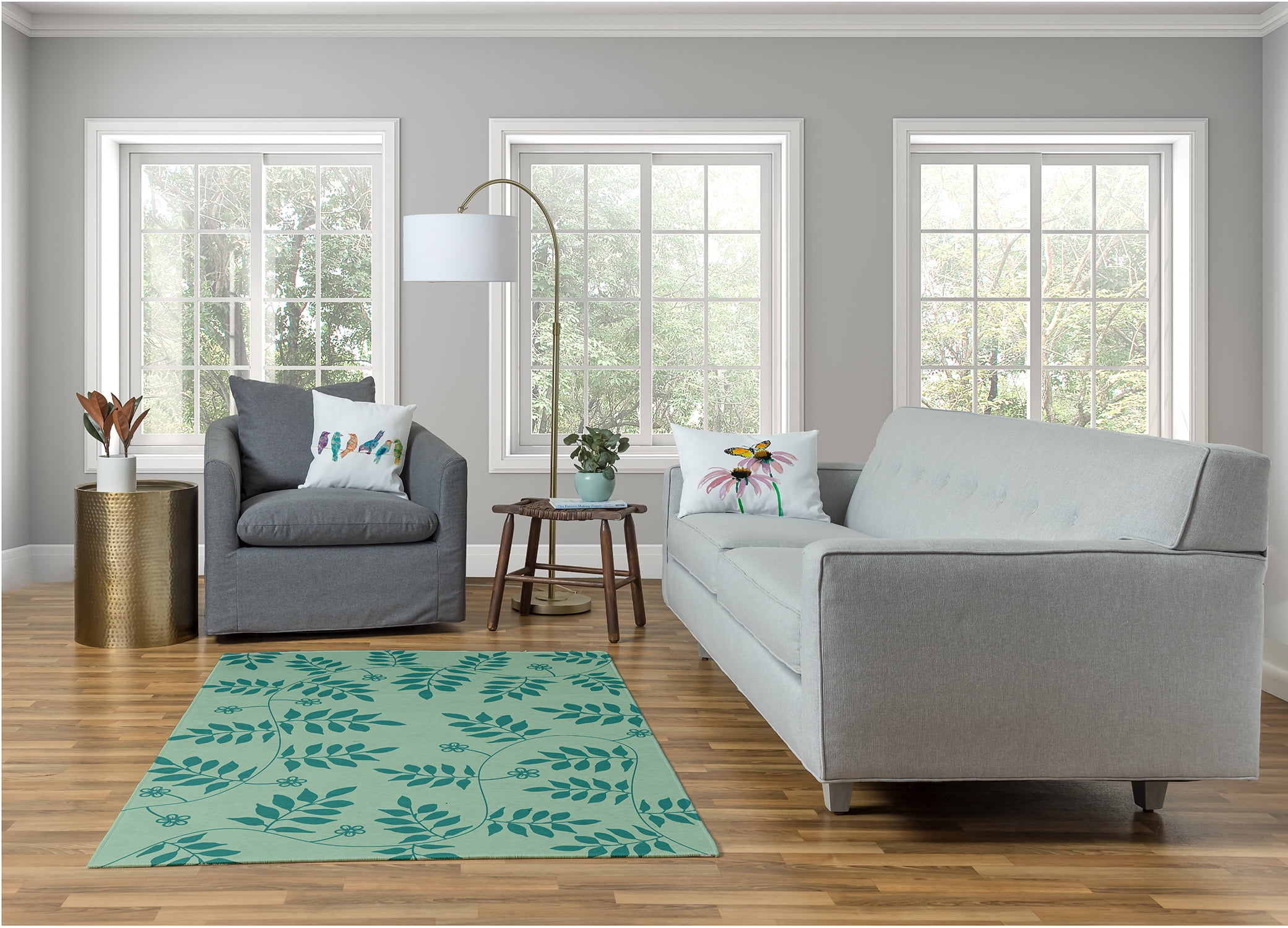 Simply Daisy 4' x 6' Jade Fern Fronds Rug