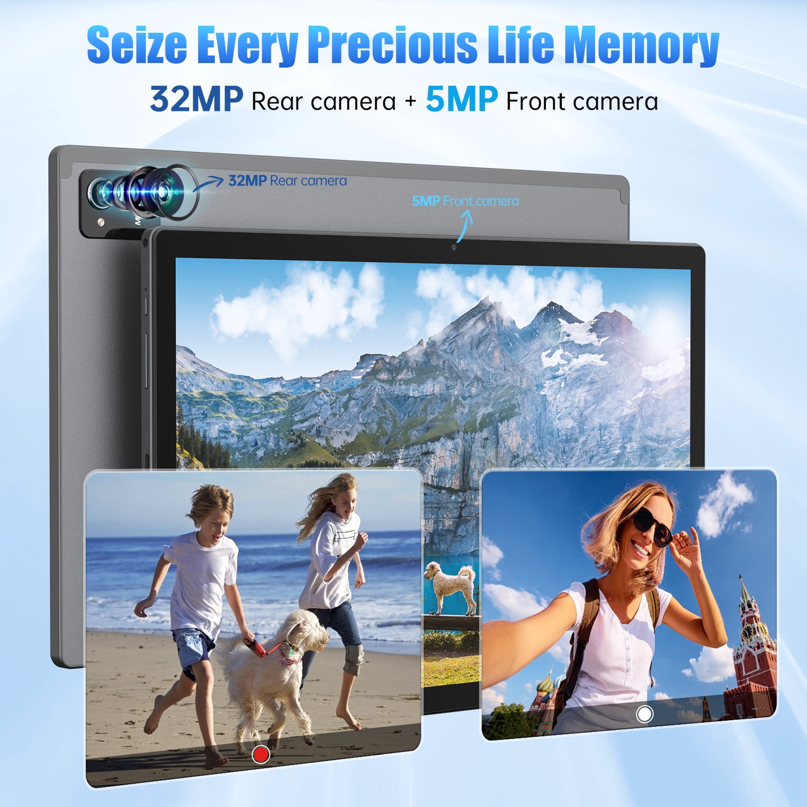 Android Tablet 14 inch Android 12 Tablet, 6GB&128GB Storage(Expand to 256GB), Dual 32MP+5MP Camera, 10000mAh, WiFi, Bluetooth 5.0