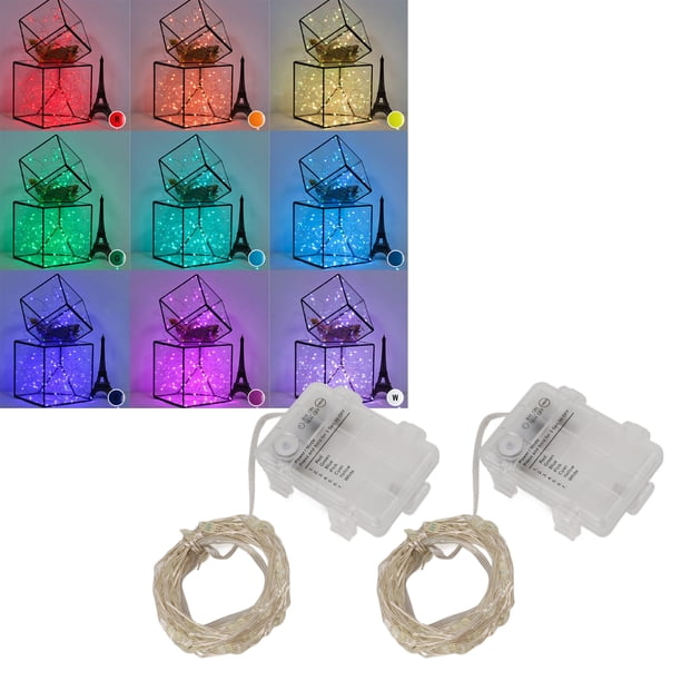 Luces De Cadena LED, 2 Piezas De Luces De Cadena Centelleantes Con Control Remoto 50 Luces Para Interiores Para Fiestas