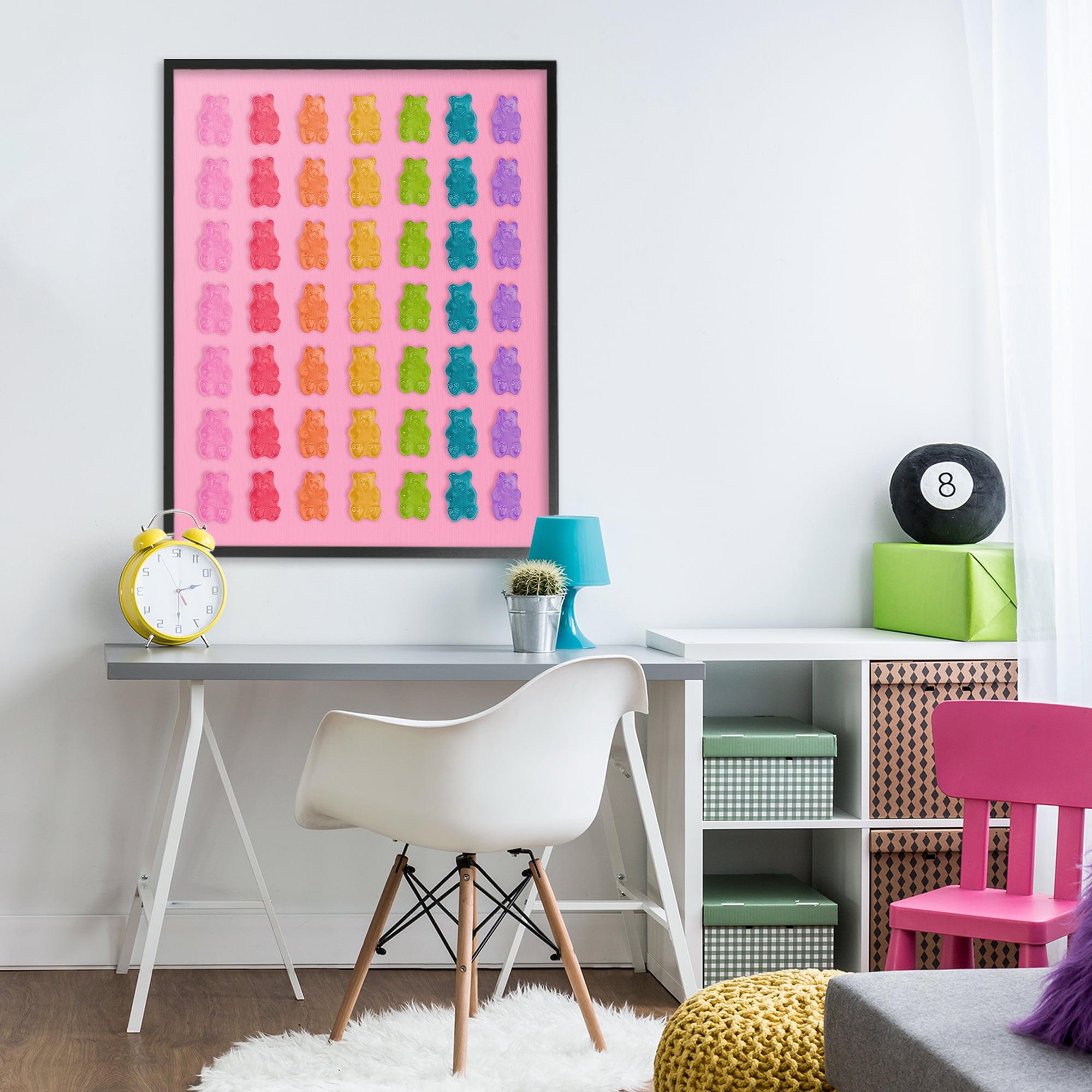 Stupell Industries Rainbow Bears in Stripes Black Framed Giclee Art, design by LISH Creative