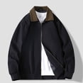 thumbnail image 2 of Mrmaere Turn Down Collar Corduroy Collar Casual Jacket Men Turn Down Collar Zip Up Lightweight Daily Wear Jacket Black L, 2 of 5