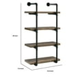 thumbnail image 5 of Wall Shelf with 4 Shelves and Piped Metal Frame, Brown and Black, 5 of 5