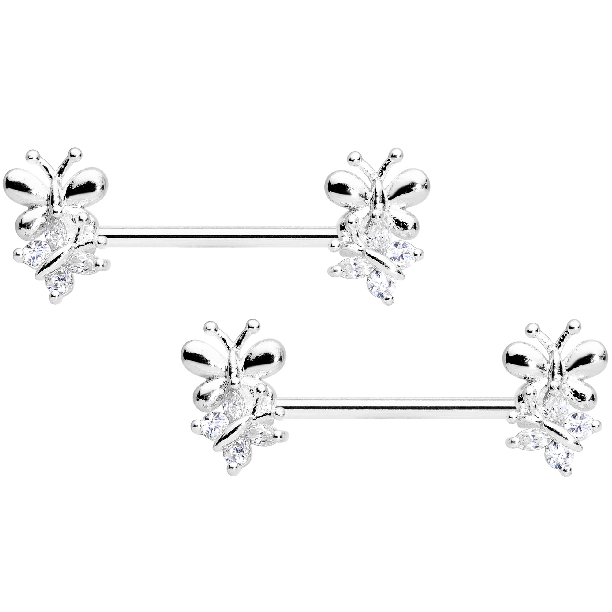 Body Candy 14G Womens Nipplerings Piercing 316L Steel 2Pc Clear Accent