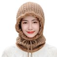 thumbnail image 2 of Winter Hats for Women, Warm Hooded Scarf Hat for Women Balaclava Knit Skull Cap Beanie Hat with Drawstring, 2 of 8