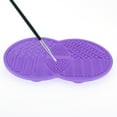 thumbnail image 3 of Unique Bargains Double Circle Shape Makeup Sponge Brush Cleaner Purple, 3 of 5
