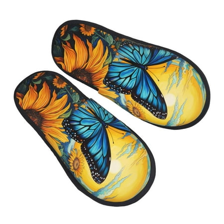 

Bingfone Colorful Cloud Butterfly Sunflower House Slippers for Women Men with Soft Rubber Sole Slip On for Indoor/Outdoor-Medium