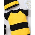 thumbnail image 6 of BemeyourBBs Newborn Baby Girl Boy Helloween Bee Outfit Bumblebee Romper Short Sleeve Honeybee Bodysuit Hat Wings Socks Set 4Pcs Infant Spring Summer Fall Clothes, 6 of 8