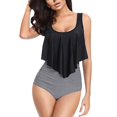 thumbnail image 2 of Women's Bathing Suit 2-piece Bikini Sets High Waist Bikini Sets Padded Ruffle Strappy Swimsuits Sets for Women, 2 of 4