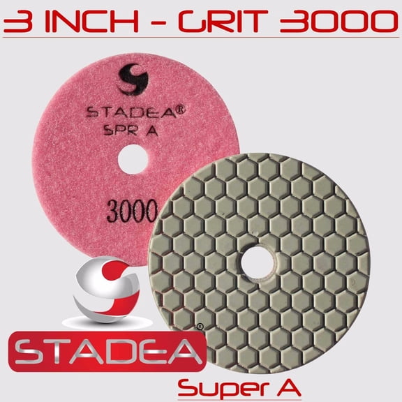 Stadea PPD160K Marble Polishing Pads Dry 3" - Concrete Traventine Glass Sanding Grit 3000