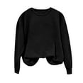 thumbnail image 2 of Baqcunre Women's Loose Fit Crew-Neck Solid Color Top Womens Clothes Long Sleeve Shirts for Women Womens Shirts Womens Tops,Black,L, 2 of 4