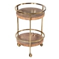 thumbnail image 5 of 34 Inch 2 Tier Industrial Style Tea and Bar Cart, Live Edge Mango Wood Shelves, Metal Frame, Brown, Brass- Saltoro, 5 of 7