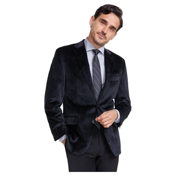 Michael Kors Mens Classic fit Vevlet Sport Coat Blazer 42 S Black Solid