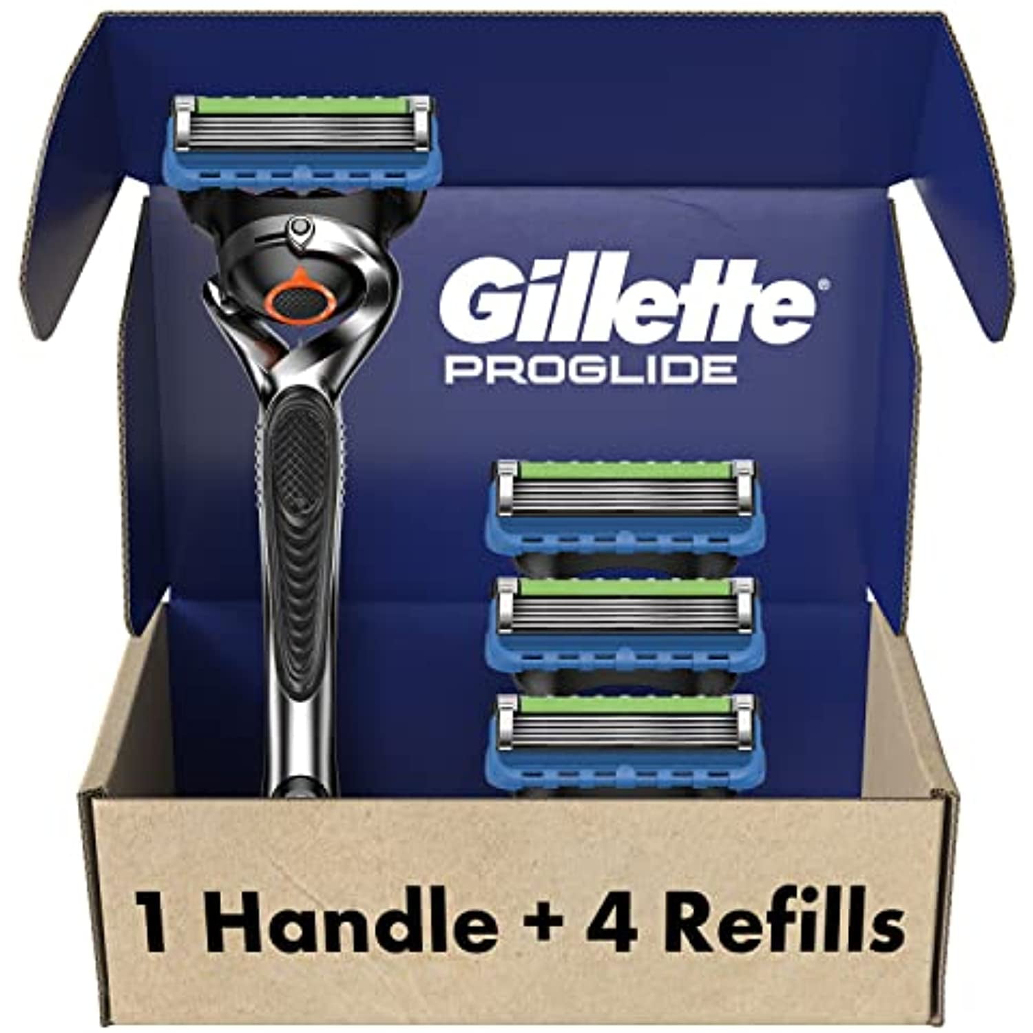 Gillette Fusion Proglide Razors For Men, 1 Gillette Razor, 4 Razor Blade Refills, Shields Against Skin Irritation