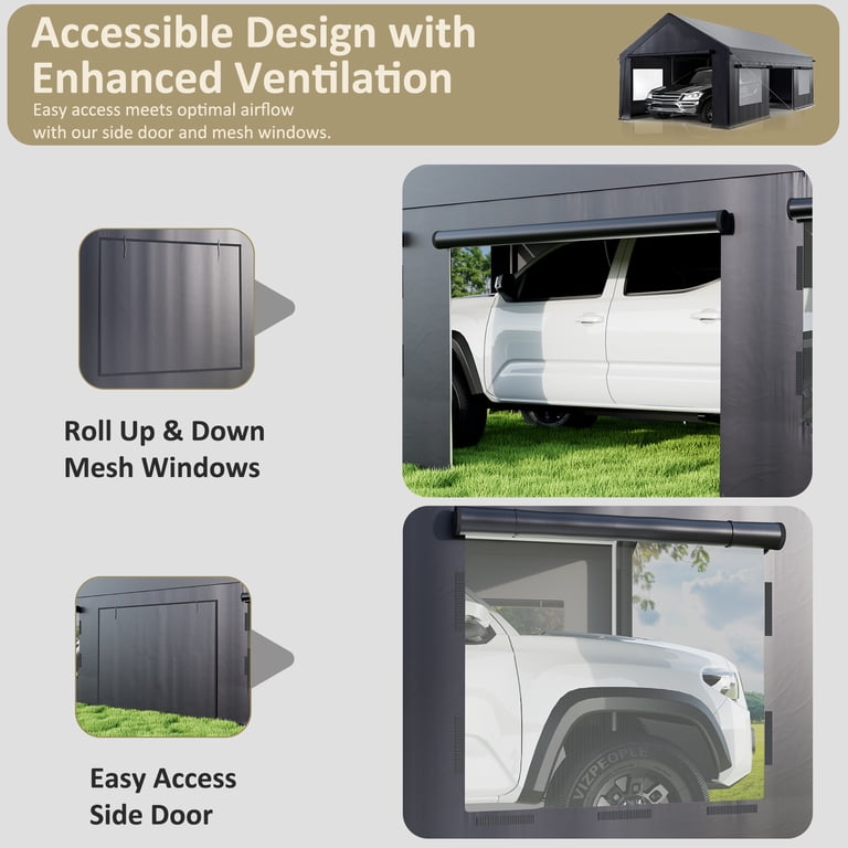 NETAJE 12'x20' Heavy Duty Portable Outdoor Garage Carport with