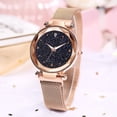 thumbnail image 3 of Reloj de cuarzo de moda para niños y niñas casuales con correa de aleación magnética Reloj de oro rosa con efecto noche estrellada, 3 of 7