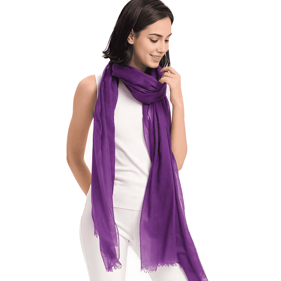 Featherlight Grape Purple Pashmina Scarf - 100% Pure Pashmina Wrap Scarf for Women (87x39)