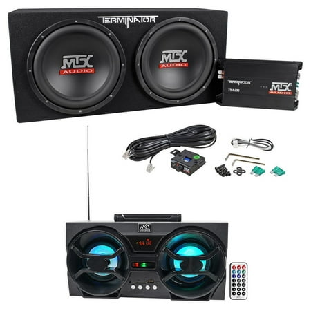 MTX Terminator TNP212D2 1200w Dual 12” Subwoofers/Box/Amp Package+Free Speaker