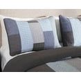 thumbnail image 3 of Chezmoi Collection Sora 3-Piece Pre-Washed Plaid Checkered Grid Patchwork Stripe Cotton Quilt Set, King Size, 3 of 9