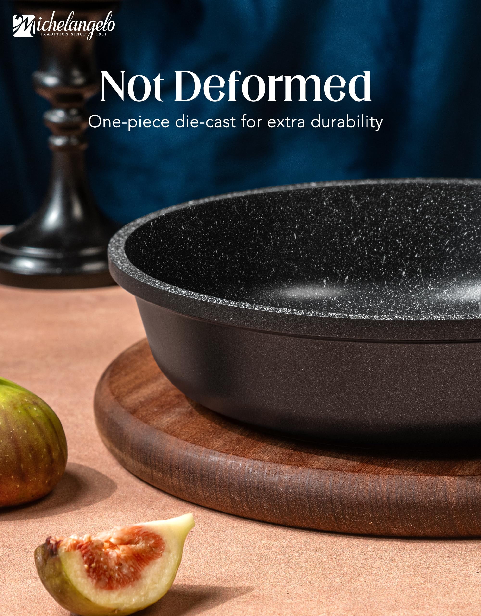 MICHELANGELO Frying Pans Nonstick - Large Non Stick Frying Pan 12 Inch | Ease of Cleaning, All Stovetops Compatible, Built to Last, Stay-Cool Handle