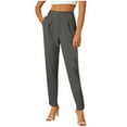 thumbnail image 2 of Lmnyox Women's Straight Leg Work Pants Dressy High Waist Trousers with Pocket Fall Business Office Suit Pants, 2 of 6