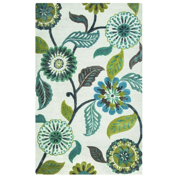 Alora Decor Milan 6'6" x 9'6" Floral Sage/Blue-Teal/Gray/Rust/Blue Area Rug