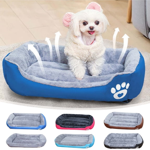 Washable Dog Bed for Medium Dogs Breathable Comfortable Rectangle Warming Pet Bed Four Season Universal Square Nest Oxford Cloth Short Plush 45x40x12cm Gift