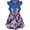 Blue, variant on TIREOW Girls Lapel Sleeveless Denim Dress Summer Flower Printed Sundress Cute Dresses Princess Dresses Party Dresses