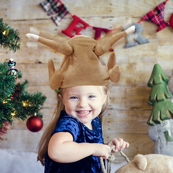 Funny Moving Turkey Hat with Drumsticks - Musical Thanksgiving & Christmas Costume Accessory for Kids & Adults - Roasted Turkey Party Hat for Holiday Dinners & Festive Gatherings