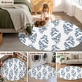thumbnail image 5 of Round Area Rug 8 Ft, Blue Botanical Washable Non-Slip Circle Carpet for Living Room/Bedroom, Pastoral Elegant Spring Floral Collection Low-Profile Large Area Rugs for Indoor, 5 of 8