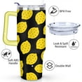 thumbnail image 3 of 40oz Yellow Lemon Pattern Stainless Steel Flip Straw Tumbler Spill Proof Travel Cup Double Wall Vacuum Insulated Coffee Mug with Top Handle, 3 of 6